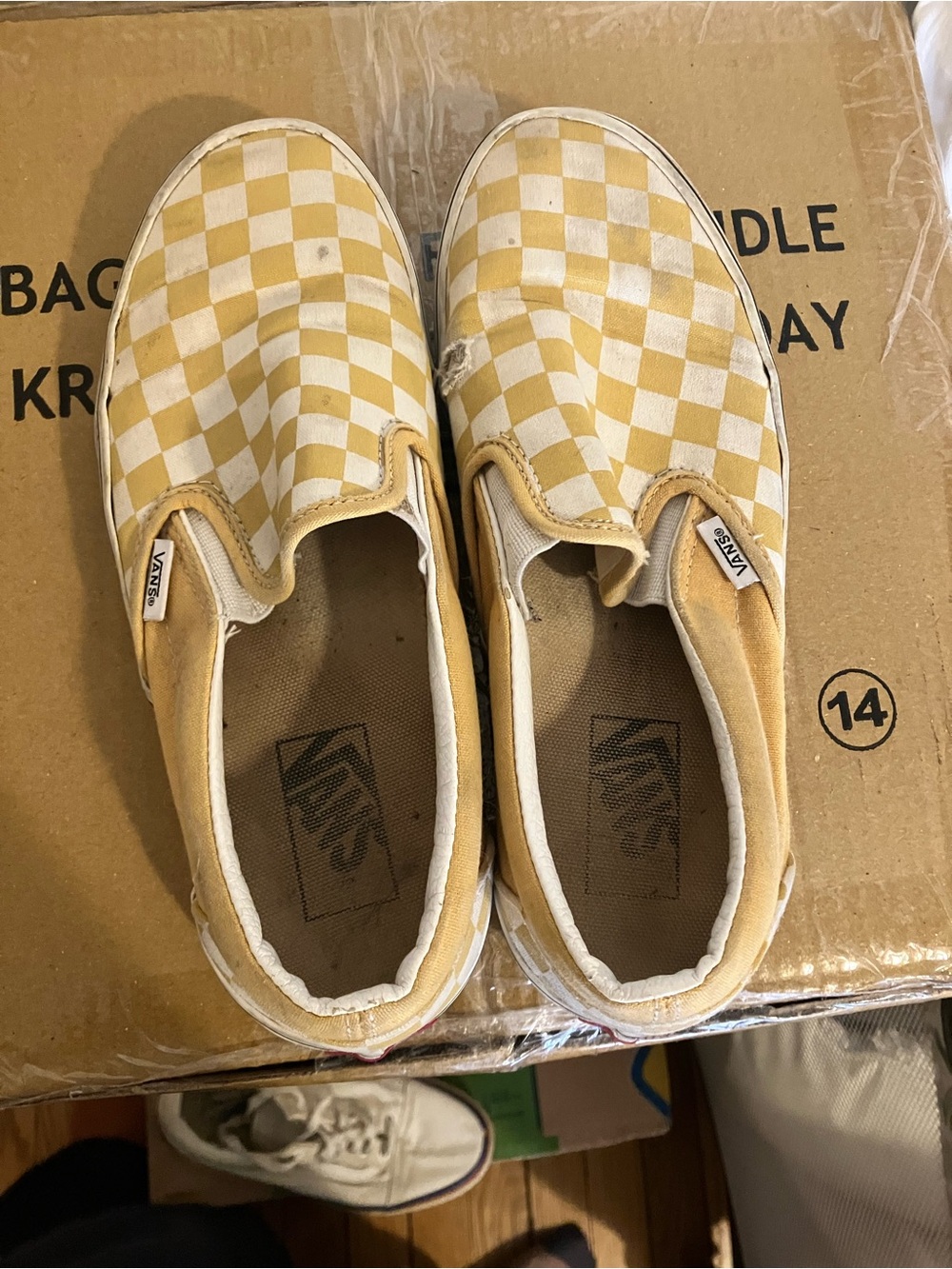 Vans women’s Classic Slip-On Checkerboard Shoes - Yellow